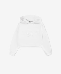 Худи для девочки силуэта умеренный оверсайз укороченное белое Gulliver (110)