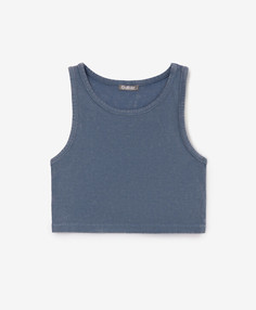 Топ детский укороченный из вареного риба синий Gulliver (158)