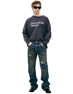 Синие джинсы с эффектом грязи Enfants Riches Deprimes