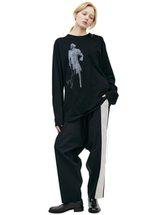 Черный лонгслив с принтом Yohji Yamamoto
