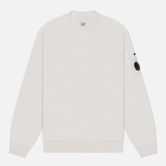 Мужская толстовка C.P. Company Reverse Brushed & Emerized Diagonal Fleece Mixed Crew Neck, цвет белый, размер XXL