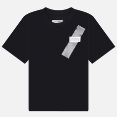 Женская футболка Maison Margiela MM6 Shine Stripe Logo Numbers, цвет чёрный, размер XS