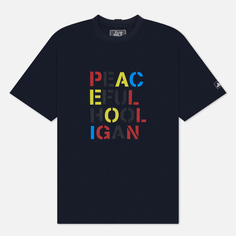 Мужская футболка Peaceful Hooligan Stencil Happy Monday, цвет синий, размер XXXL