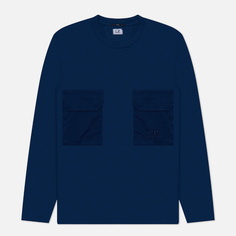 Мужской лонгслив C.P. Company Brushed Mixed Boxy, цвет синий, размер M