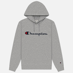 Мужская толстовка Champion Big Logo Fleece Hoodie, цвет серый, размер XL