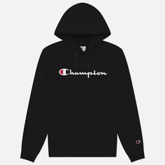 Мужская толстовка Champion Big Logo Fleece Hoodie, цвет чёрный, размер XXL