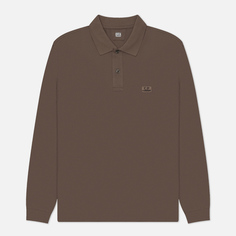 Мужской лонгслив C.P. Company Strech Piquet Logo Polo, цвет коричневый, размер M