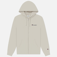Мужская толстовка Champion Small Logo Fleece Full-Zip Hoodie, цвет бежевый, размер L