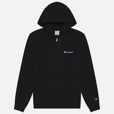 Мужская толстовка Champion Small Logo Fleece Full-Zip Hoodie, цвет чёрный, размер L