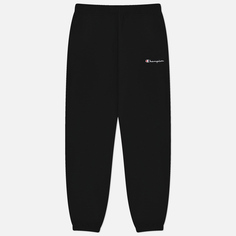 Мужские брюки Champion Small Logo Fleece Cuffed Joggers, цвет чёрный, размер XL