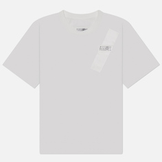Женская футболка Maison Margiela MM6 Shine Stripe Logo Numbers, цвет белый, размер S