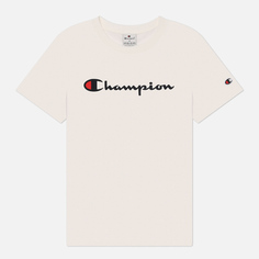 Женская футболка Champion Big Logo Crew Neck, цвет белый, размер XS