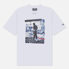 Мужская футболка Peaceful Hooligan Never Outgunned, цвет белый, размер XXXL