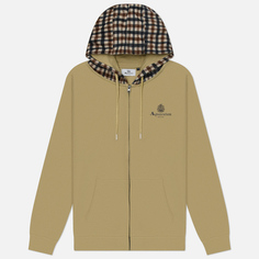 Мужская толстовка Aquascutum Active Club Check Full Zip Merino Hoodie, цвет бежевый, размер S