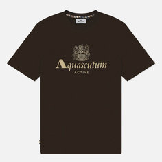 Мужская футболка Aquascutum Active Big Logo Cotton, цвет коричневый, размер S