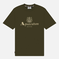 Мужская футболка Aquascutum Active Big Logo Cotton, цвет оливковый, размер XXL