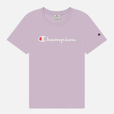 Женская футболка Champion Big Logo Crew Neck, цвет фиолетовый, размер XS