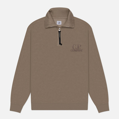 Мужская толстовка C.P. Company Reverse Brushed & Emerized Diagonal Fleece Mixed Half Zipped, цвет серый, размер L