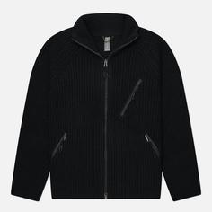 Мужской свитер UNAFFECTED Zip-Up Knit, цвет чёрный, размер L