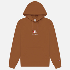 Мужская толстовка Champion Big C Logo Fleece Hoodie, цвет коричневый, размер S