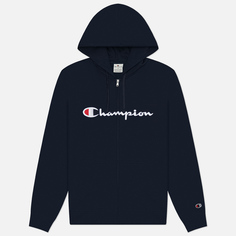 Мужская толстовка Champion Big Logo Fleece Full-Zip Hoodie, цвет синий, размер XL