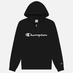 Мужская толстовка Champion Big Logo Fleece Full-Zip Hoodie, цвет чёрный, размер M