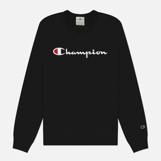 Мужская толстовка Champion Big Logo Fleece Crew Neck, цвет чёрный, размер XXL