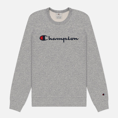 Мужская толстовка Champion Big Logo Fleece Crew Neck, цвет серый, размер XXL
