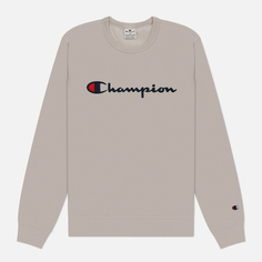Мужская толстовка Champion Big Logo Fleece Crew Neck, цвет бежевый, размер S