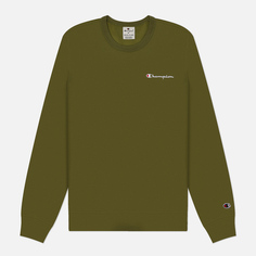 Мужская толстовка Champion Small Logo Fleece Crew Neck, цвет зелёный, размер L