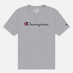 Мужская футболка Champion Big Logo Crew Neck, цвет серый, размер S