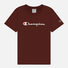 Женская футболка Champion Big Logo Crew Neck, цвет бордовый, размер S