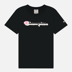 Женская футболка Champion Light Cotton Big Logo Crew Neck, цвет чёрный, размер S