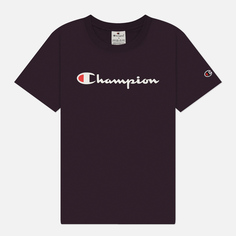 Женская футболка Champion Big Logo Crew Neck, цвет фиолетовый, размер XS