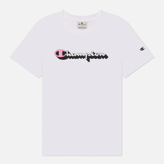 Женская футболка Champion Light Cotton Big Logo Crew Neck, цвет белый, размер S