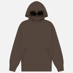 Мужская толстовка C.P. Company Diagonal Raised Fleece Goggle Hooded, цвет коричневый, размер S