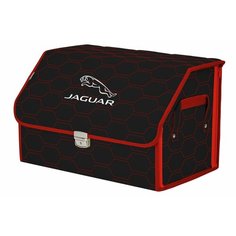 Органайзер-саквояж "Союз Премиум" в багажник Jaguar (Ягуар), размер L. Цвет: черный с красной прострочкой Соты. A&P Групп
