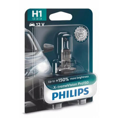 Лампа автомобильная Philips X-treme Vision Pro150 H1 12V-55W (P14,5s), бл. 1шт, 12258XVPB1