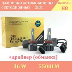 Лампочки светодиодные 2шт H8 LED Headlight автомобильные, с вентилятором, с обманкой At Pulsar