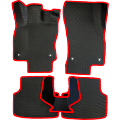 ЕВА коврики для Skoda Octavia A7 (2013-2020) 3 пок. / Шкода Октавия А7 / Черные соты / Красный кант / Комплект 5 шт. Evaformat