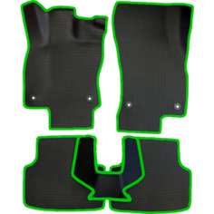 ЕВА коврики для Skoda Octavia A7 (2013-2020) 3 пок. / Шкода Октавия А7 / Черные соты / Зеленый кант / Комплект 5 шт. Evaformat