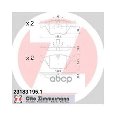 Колодки Торм. пер. Bmw3/X3/Z4 (E46/E83/E85/E86) 06.00-> Zimmermann арт. 23183.195.1