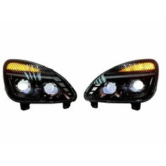 Фары передние ГАЗель Бизнес черная маска комплект Bi-Led, комплект 2 шт. Parts Line