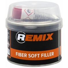 Шпатлевка автомобильная со стекловолокном 250 г REMIX 2К FIBER SOFT FILLER зеленая + отвердитель / Автошпатлевка двухкомпонентная RM-FSF-250
