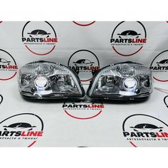 Фары передние комплект Шевроле Нива 2.5 Bi-Led хром маска / Chevrolet Niva Parts Line
