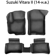Автомобильные коврики ЭВА с Бортами для Suzuki Vitara II (14-н. в.). ЕВА соты от SUPERVIP для Сузуки Витара 2 (14-н. в.). Серый цвет.