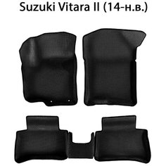 Автомобильные коврики ЭВА с Бортами для Suzuki Vitara II (14-н. в.). ЕВА соты от SUPERVIP для Сузуки Витара 2 (14-н. в.). Черный цвет.