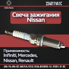 Свеча зажигания арт. 224011VA1C, иридиевые электроды, для Nissan, Renault, Infiniti, Mercedes