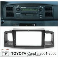 Переходная рамка 9 дюймов для Android магнитол на Corolla E120 2000-2007 с правым рулем без регуляторов воздуховодов 4 Crs