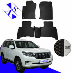Автомобильные коврики EVA/ЕВА/ЭВА для Toyota Land Cruzer Prado 150 2013-н. в черный черный Avtoso
